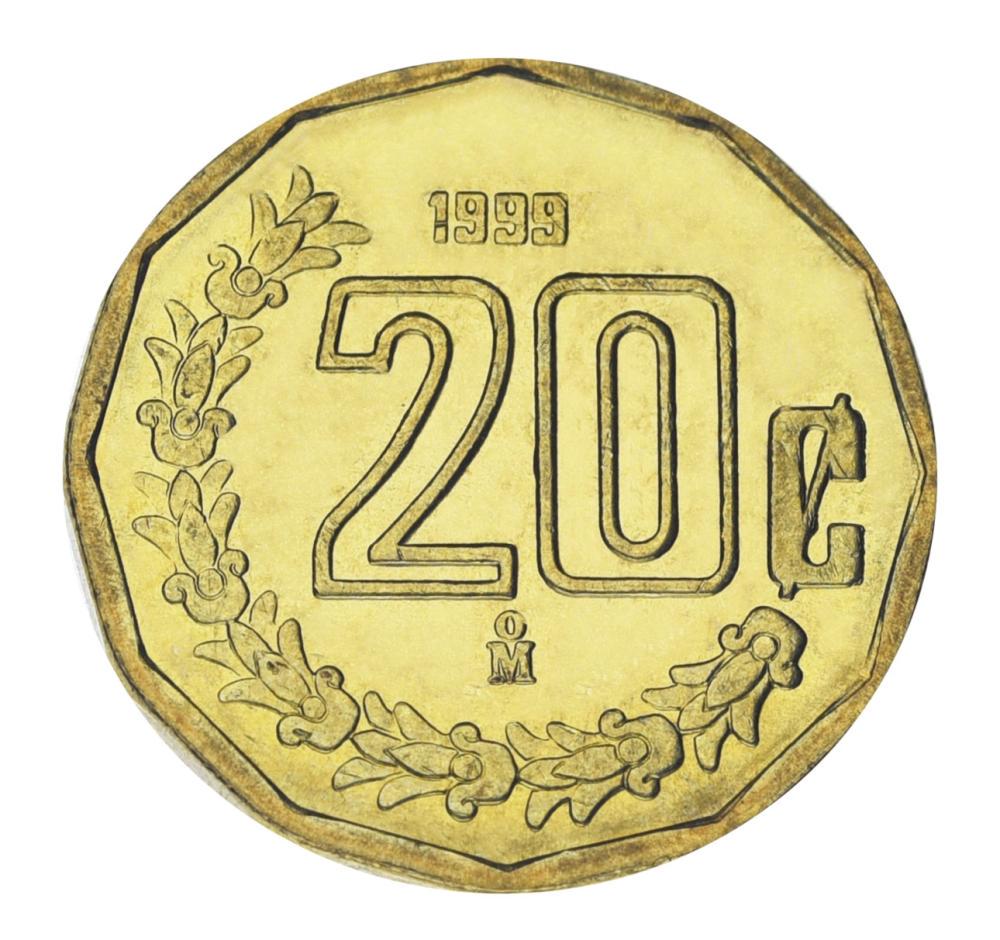 Коллекционная монета Мексика 20 сентаво 1999 UNC (М20869)