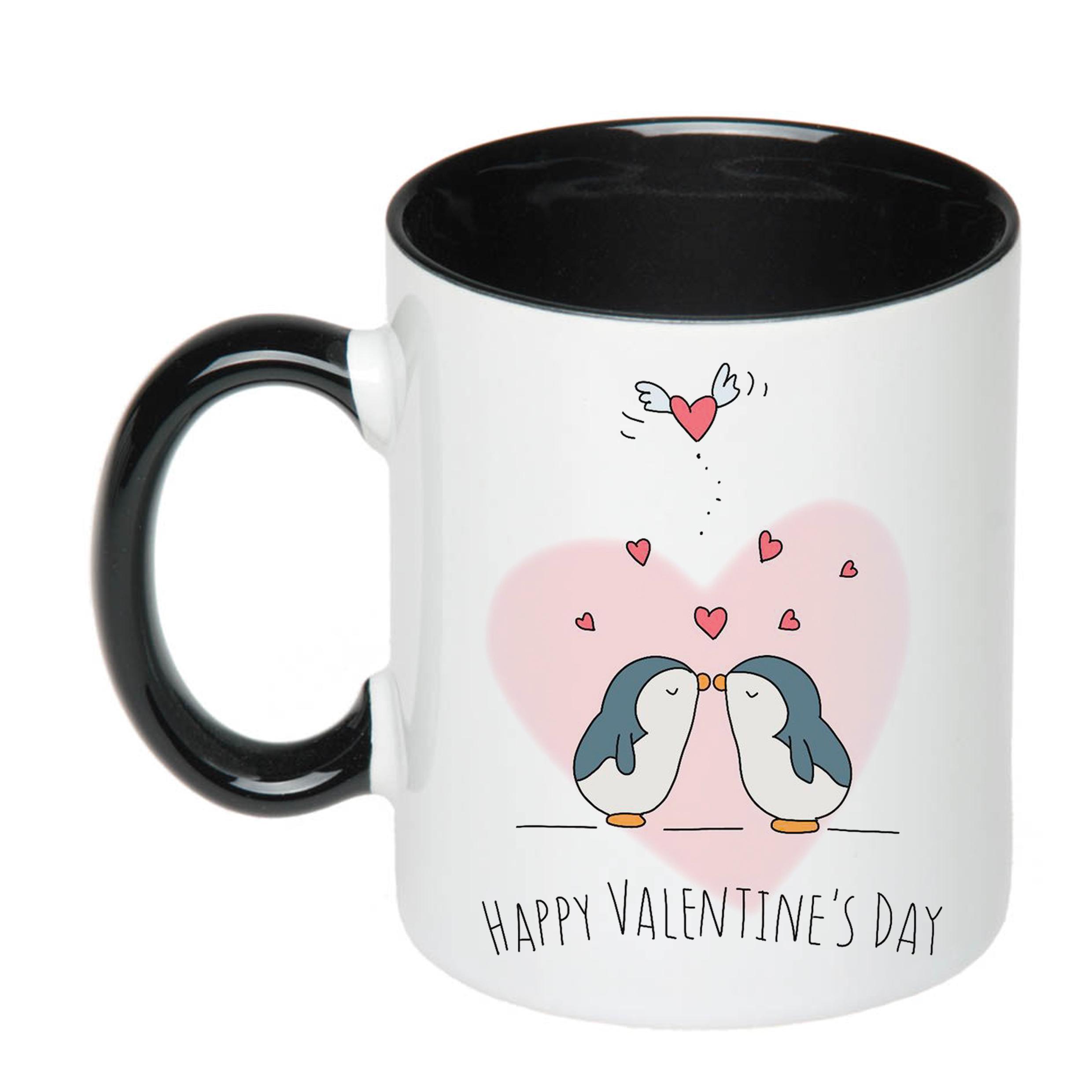 Чашка з друком Happy Valentine's Day 330 мл Чорний (22069)