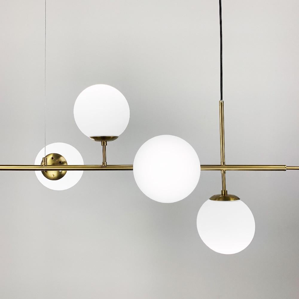 Люстра видовжена латунна на 6 плафонів кріплення на планці тип В (SGJ 7/6B AB+WT) - фото 6