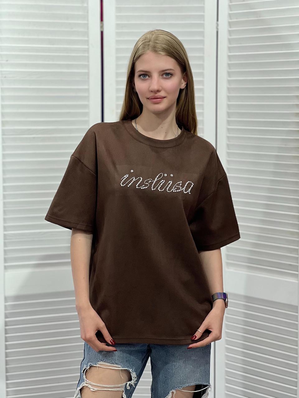 Футболка женская с блестящим принтом inslisa OS Черный (#25022) - фото 5 Футболка женская с блестящим принтом inslisa OS Черный (#25022) - фото 5