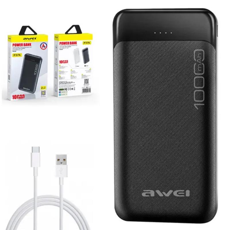 Зовнішній акумулятор AWEI P37K 10000 Mah 2 USB зі швидкою зарядкою Micro-USB/Type-C - фото 9