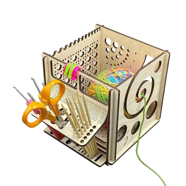 Органайзер для спиц крючков и хранения пряжи из натурального дерева C00535