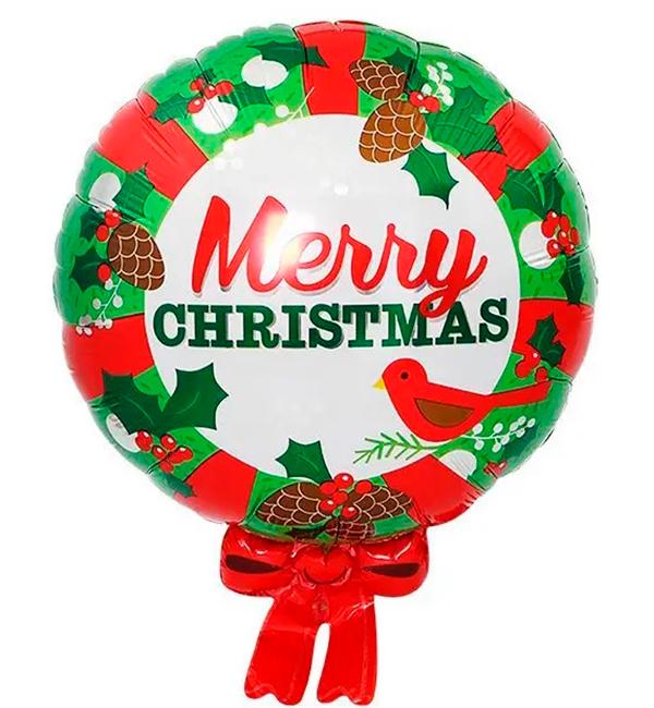 Воздушный шар Рождественский венок 49х63 см (13423355)
