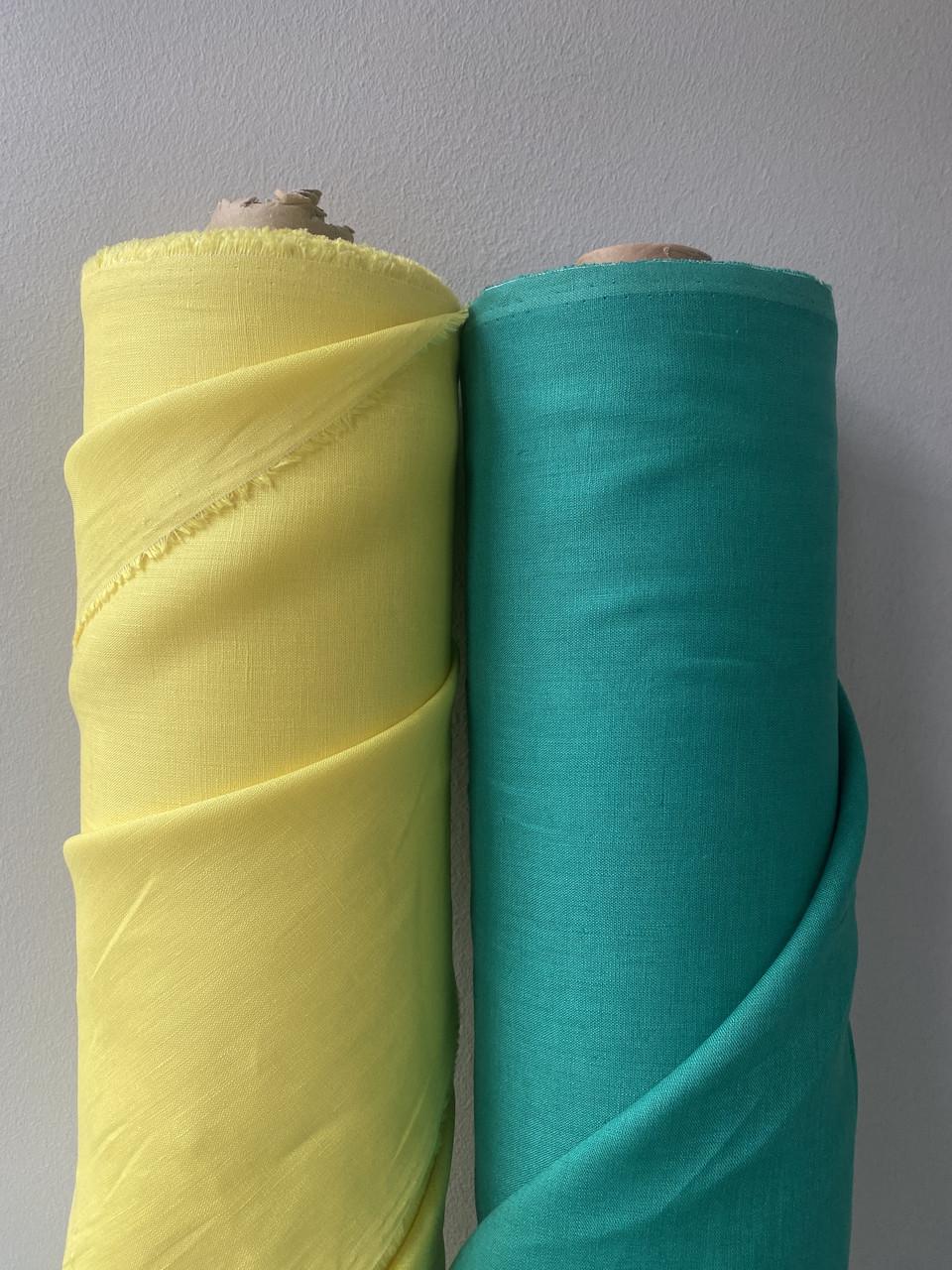 Тканина LINEN PLUS лляна натуральна 143 см 1490 Жовтий - фото 8