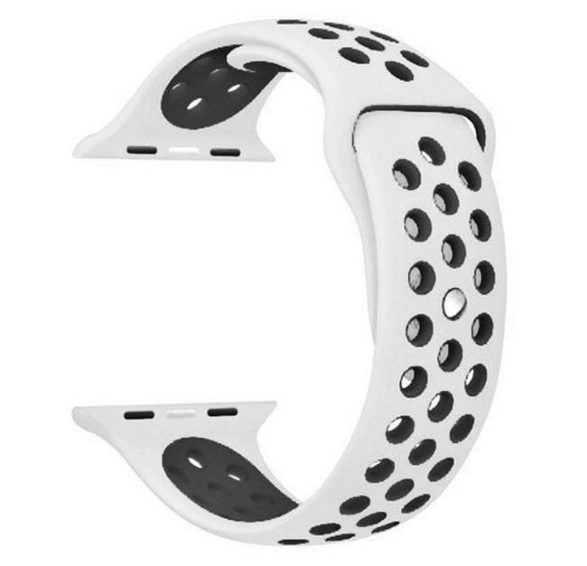 Спортивный ремешок с перфорацией Primo для Apple Watch 38 мм/40 мм White/Black (822441231)