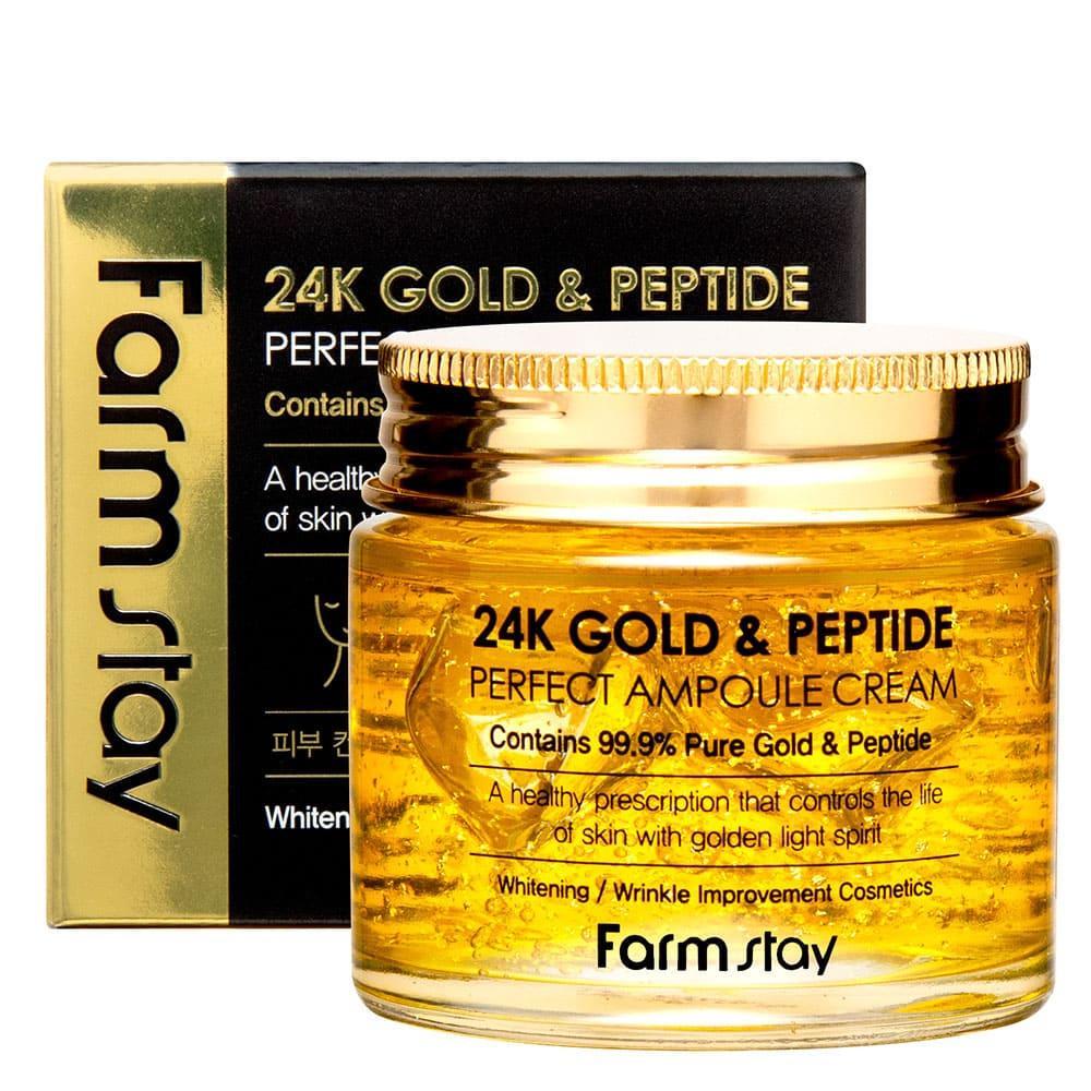 Крем для лица Farmstay 24K Gold & Peptide Perfect Ampoule Cream с золотом и пептидами 80 ml