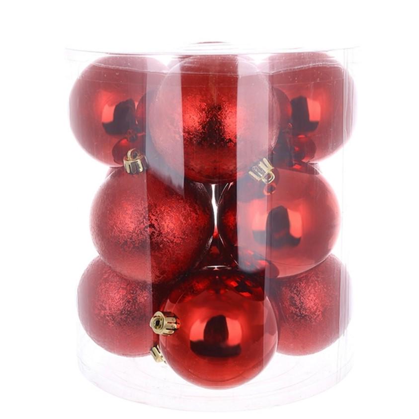 Набор шаров новогодних пластиковых 12 шт. 8 см (13784)