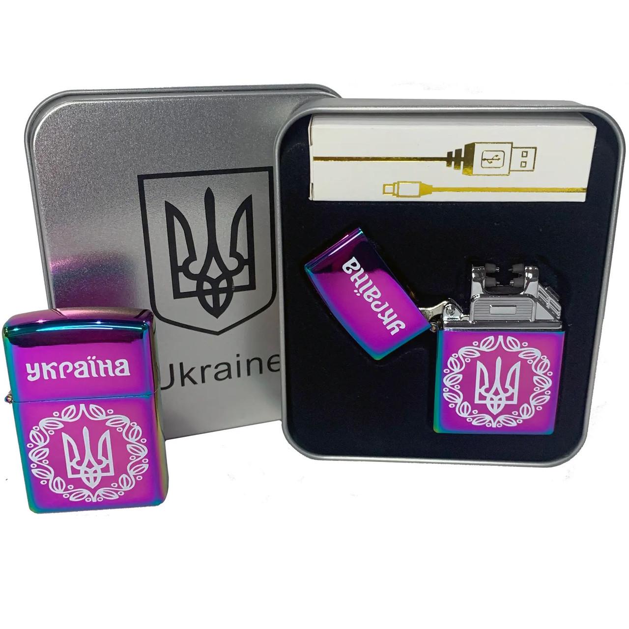 Запальничка дугова Україна HL-447 електроімпульсна USB Хамелеон - фото 4