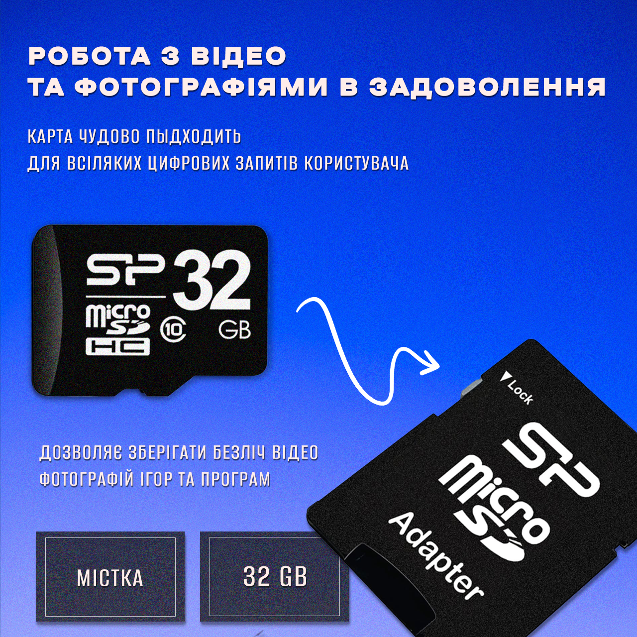 Карта памяти Micro SD Silicone 32 Gb с адаптером класс памяти 10 (3866c6a0) - фото 3