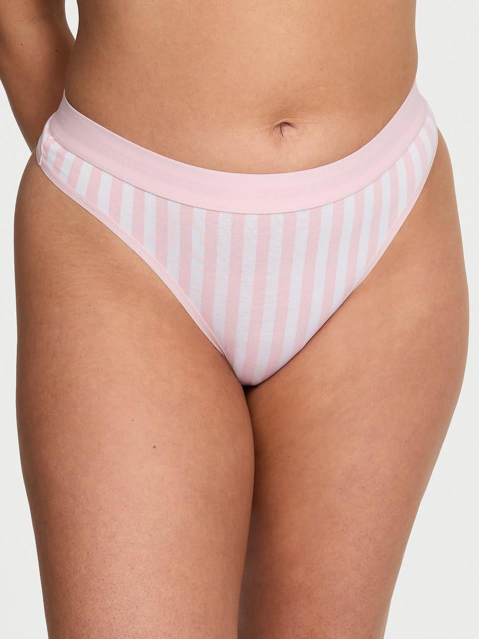 Трусики женские стринги Victoria's Secret Logo Cotton Thong M Розовый (329425480925)