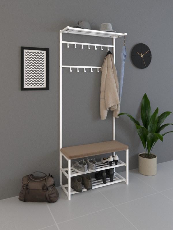 Передпокій металевий SUNRISE-3 80 см Білий/Світло-коричневий Передпокій металевий SUNRISE-3 80 см Білий/Світло-коричневий