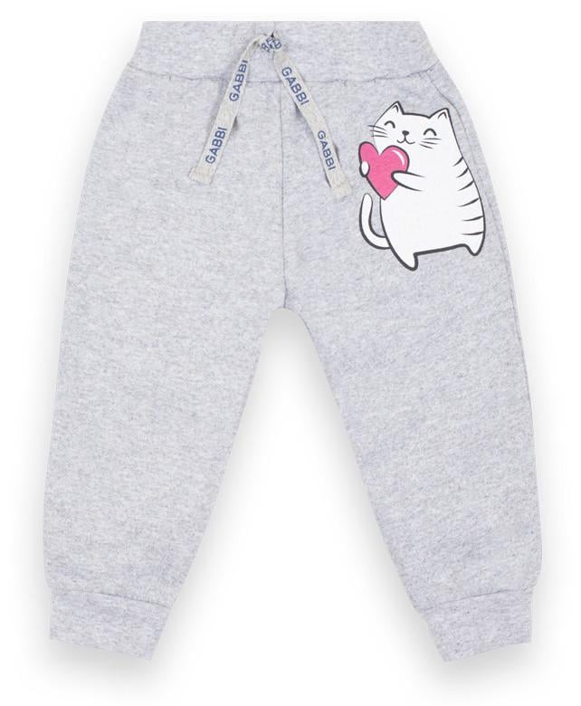 Штани дитячі теплі на гумці для дівчинки Gabbi BR-20-22-2 Райдужний настрій 74 см Сірий (12390)