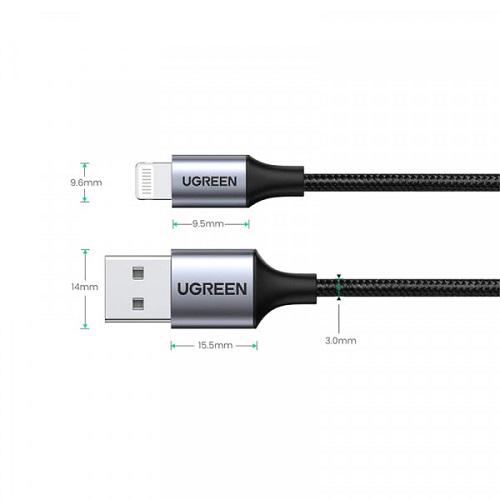 Кабель Ugreen USB AM-Lightning US199 M 2,4 A 2 м Черный (60158) - фото 2