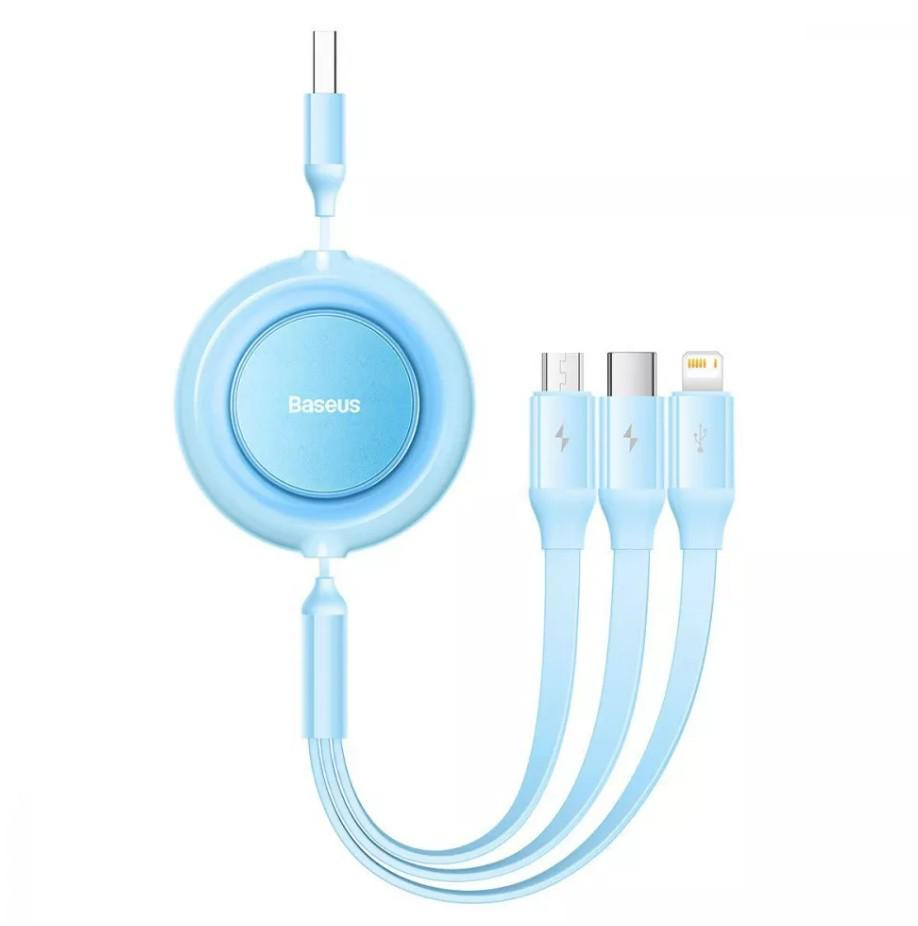 Кабель Baseus Bright Mirror 2 Series 3в1 CAMJ010017 USB to Lightning/Micro USB/Type-C 3.5A 1,1 м Sky Blue (11066862)