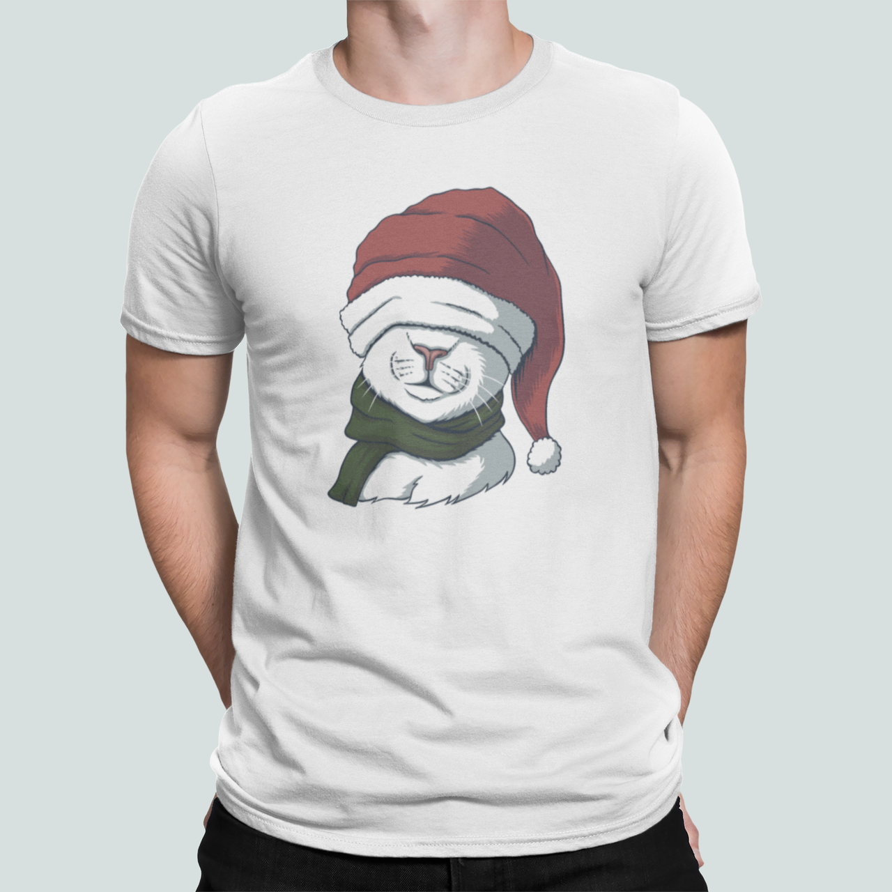Футболка мужская новогодняя Stedman с принтом Кот в шапке Санты M Белый (НГ118-8) Футболка мужская новогодняя Stedman с принтом Кот в шапке Санты M Белый (НГ118-8)