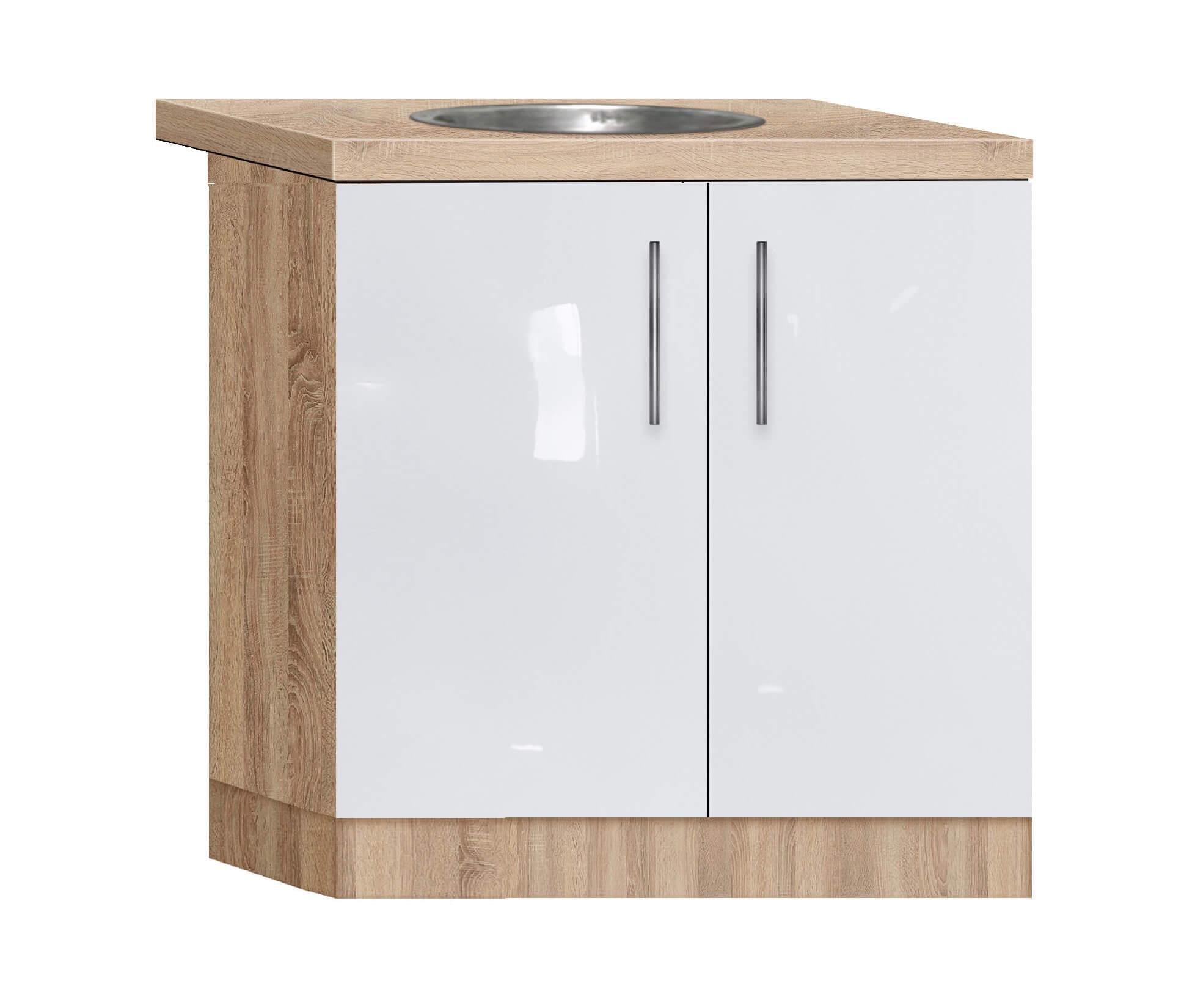 Тумба-мийка МАКСІ-МЕБЛІ дводверна з врізною мийкою зі стільницею 1-й кат. 700 Дуб сонома/Білий (5102458)