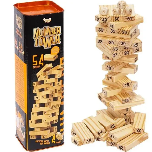 Настільна гра Danko Toys NUMBER TOWER VEGA з дерева Бежевий (150-98-NT-01U) - фото 2