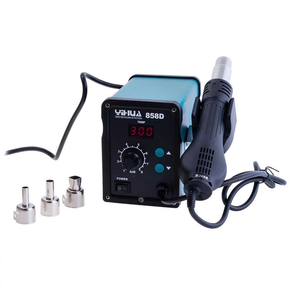 Паяльная станция термовоздушная YIHUA 858D 700W компрессорная для микросхем с дисплеем Бирюзовый (168-31-128-473)