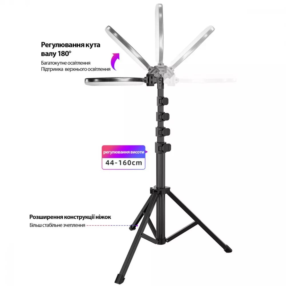 Кольцевая лампа светодиодная Proove Halo RGB 12" с триподом и пультом (27457389) - фото 4 Кольцевая лампа светодиодная Proove Halo RGB 12" с триподом и пультом (27457389) - фото 4