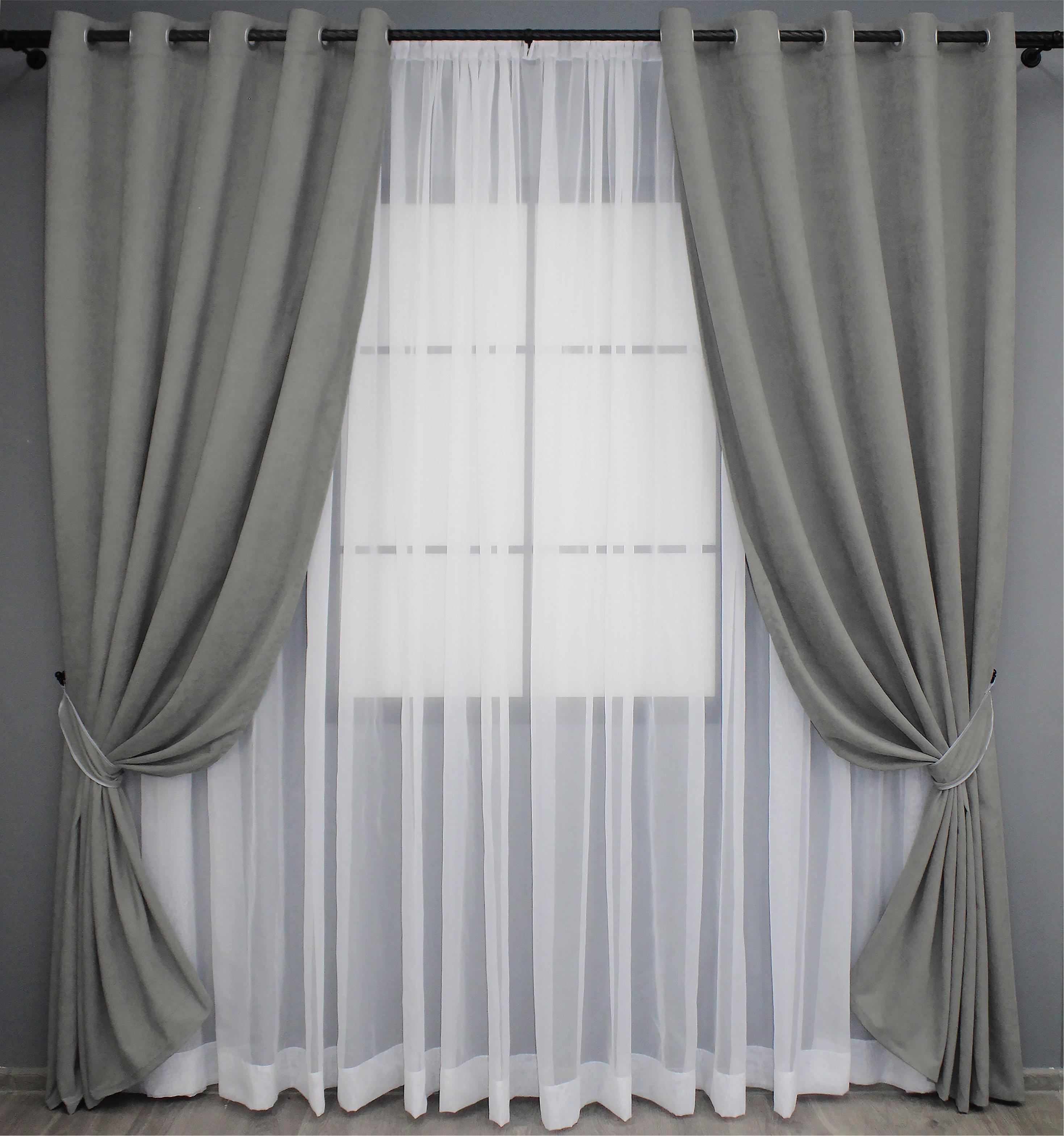 Комплект штор на люверсах VR-Textil SPARTA №1093ш микровелюр 150х270 см 2 шт. Серый (37-0128)