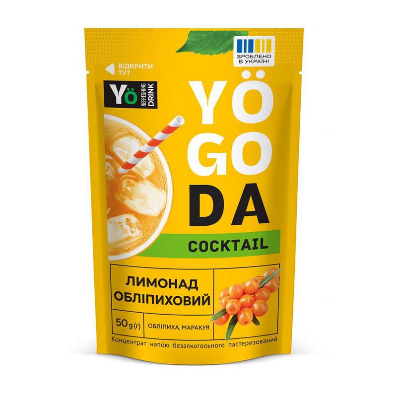 Концентрат жидкий Yogoda Cocktail для безалкогольного коктейля и лимонада на один стакан 50 г Облепиха с маракуей