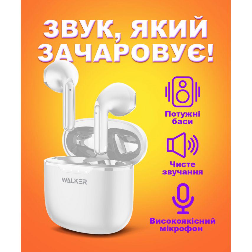 Навушники Bluetooth WALKER WTS-33 White - фото 6 Навушники Bluetooth WALKER WTS-33 White - фото 6