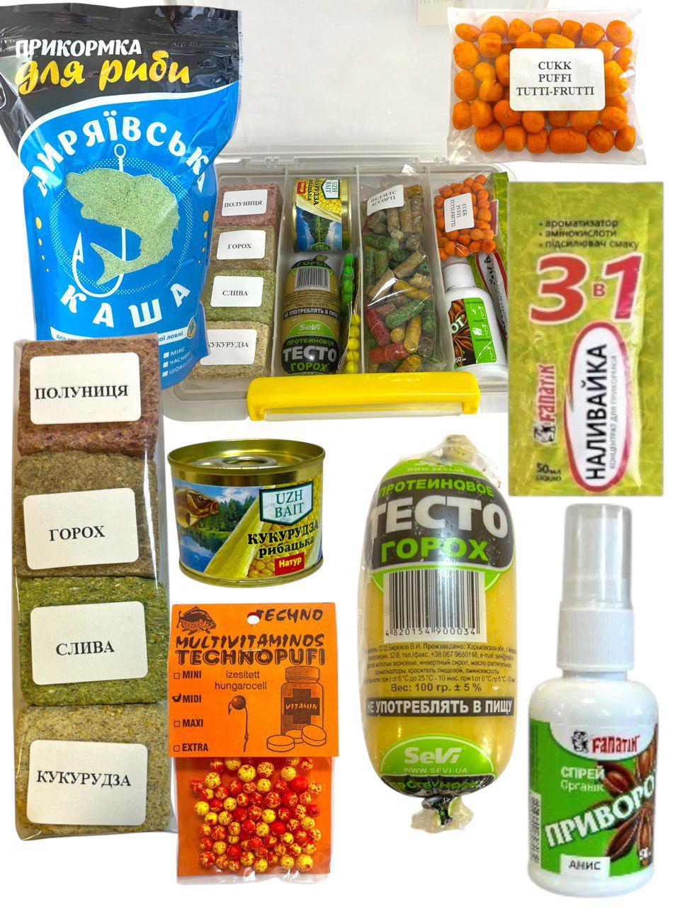 Набор рыболовных приманок/насадок/кормления EOS MJ-3102 в коробке с кашей 1 кг 23х17х5,5 см (1124578962)