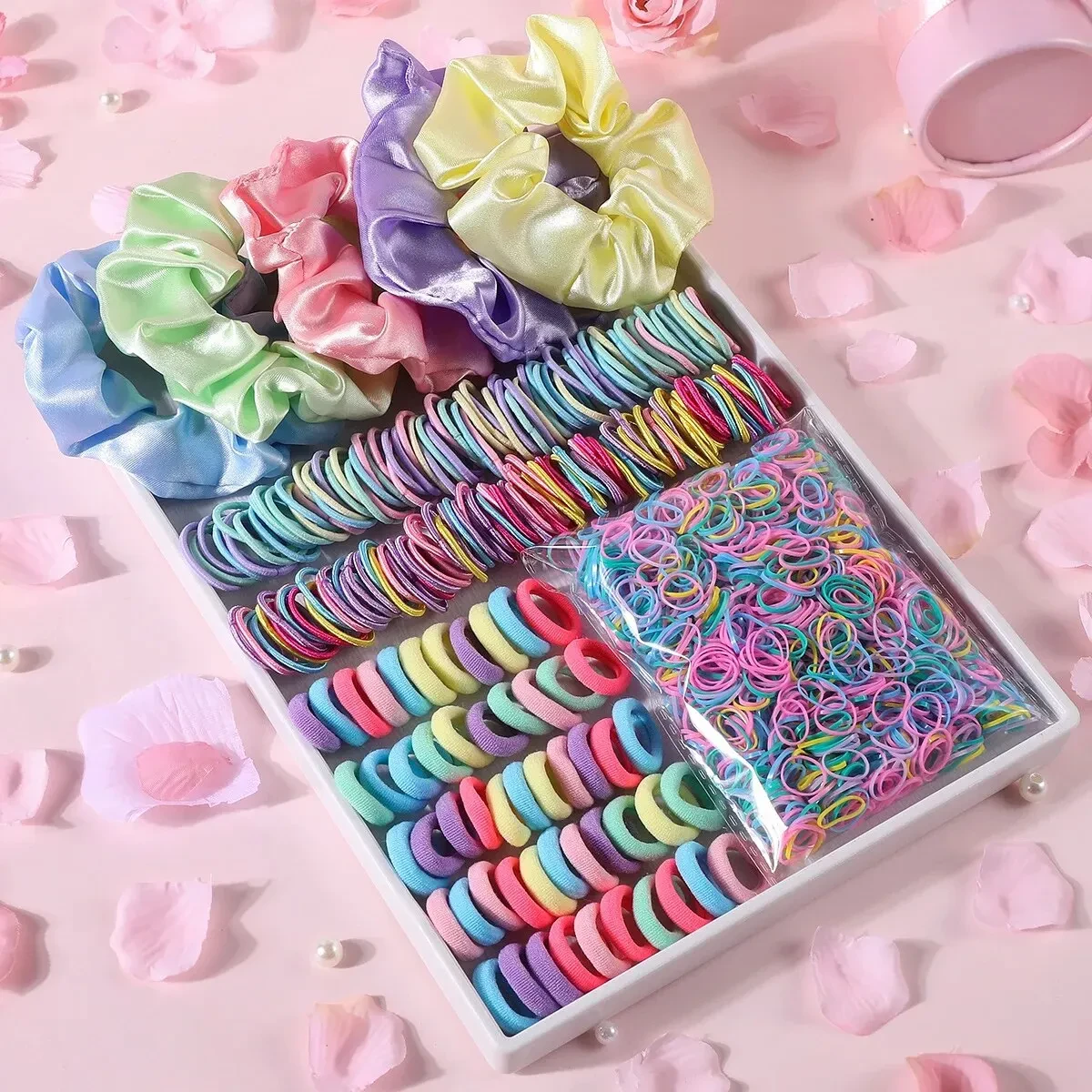 Набор атласных резинок для волос Scrunchies Разноцветный (2287110986)