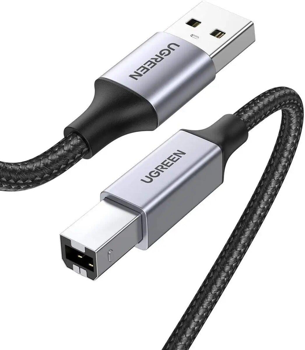 Кабель UGREEN US369 USB-A Male to USB-B 2.0 Printer Cable Alu Case with Braid 200 см Black (19100486)