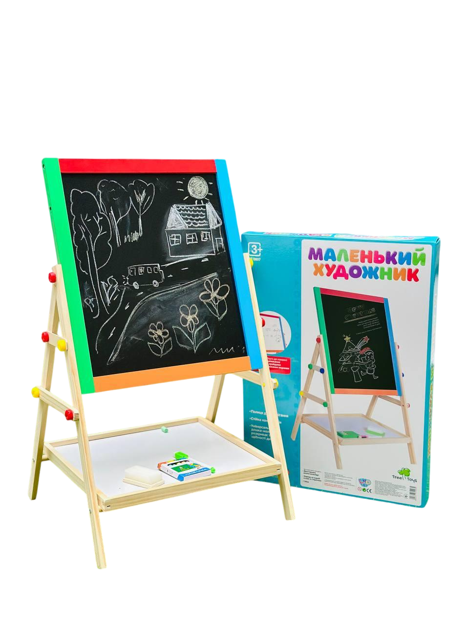 Мольберт дитячий двосторонній для малювання крейдою/маркером/фломастерами дерев'яний (2732580376) Мольберт дитячий двосторонній для малювання крейдою/маркером/фломастерами дерев'яний (2732580376)