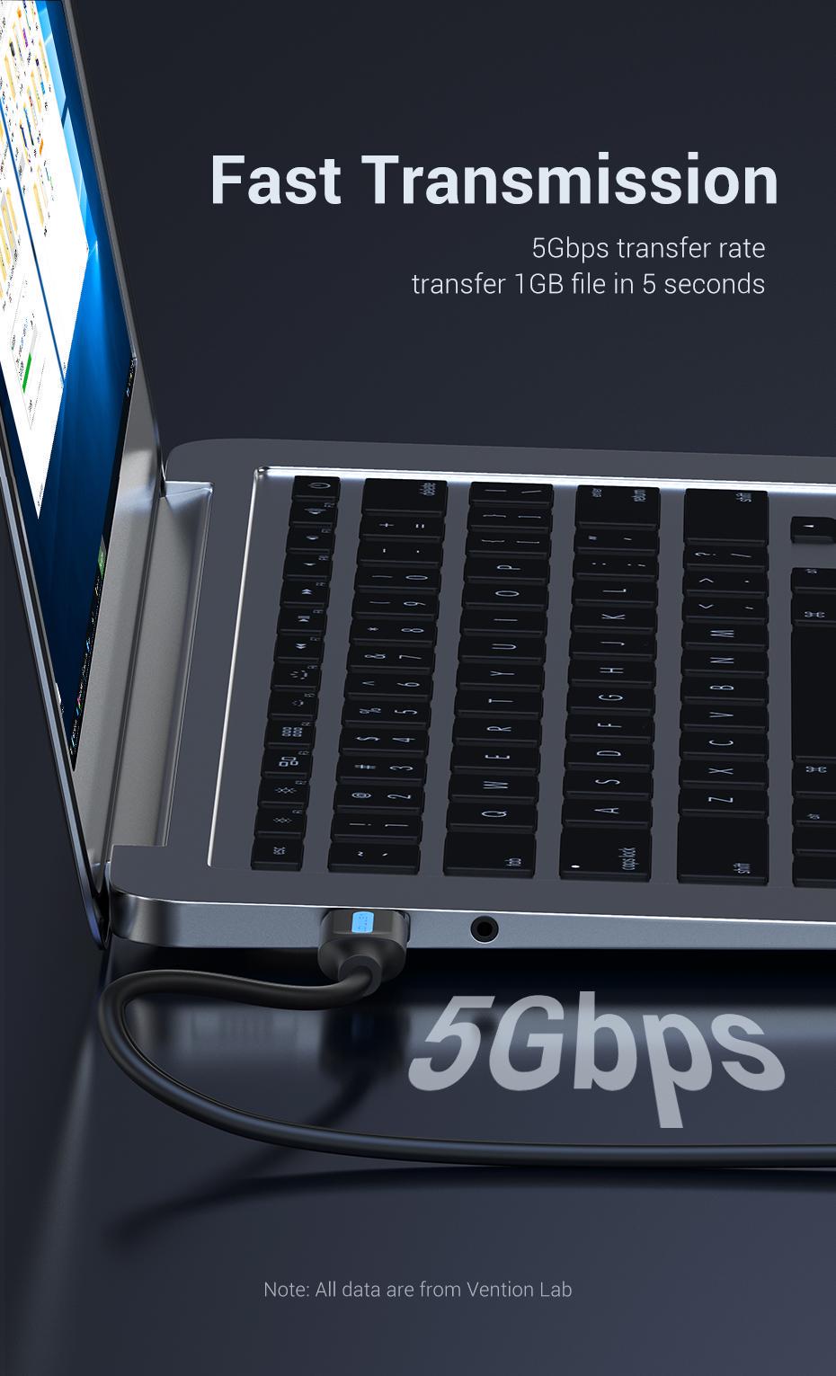 Кабель Vention USB 3.0-USB 3.0 5 Гбит/с 2A/5V USB-A папа на USB-A папа 0,5 м Черный (CONBD) - фото 4