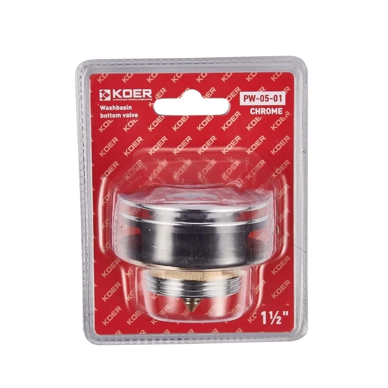 Клапан-кнопка донний для ванної KOER PW-05-01 1 1/2'' Хром (KR3406) Клапан-кнопка донний для ванної KOER PW-05-01 1 1/2'' Хром (KR3406)