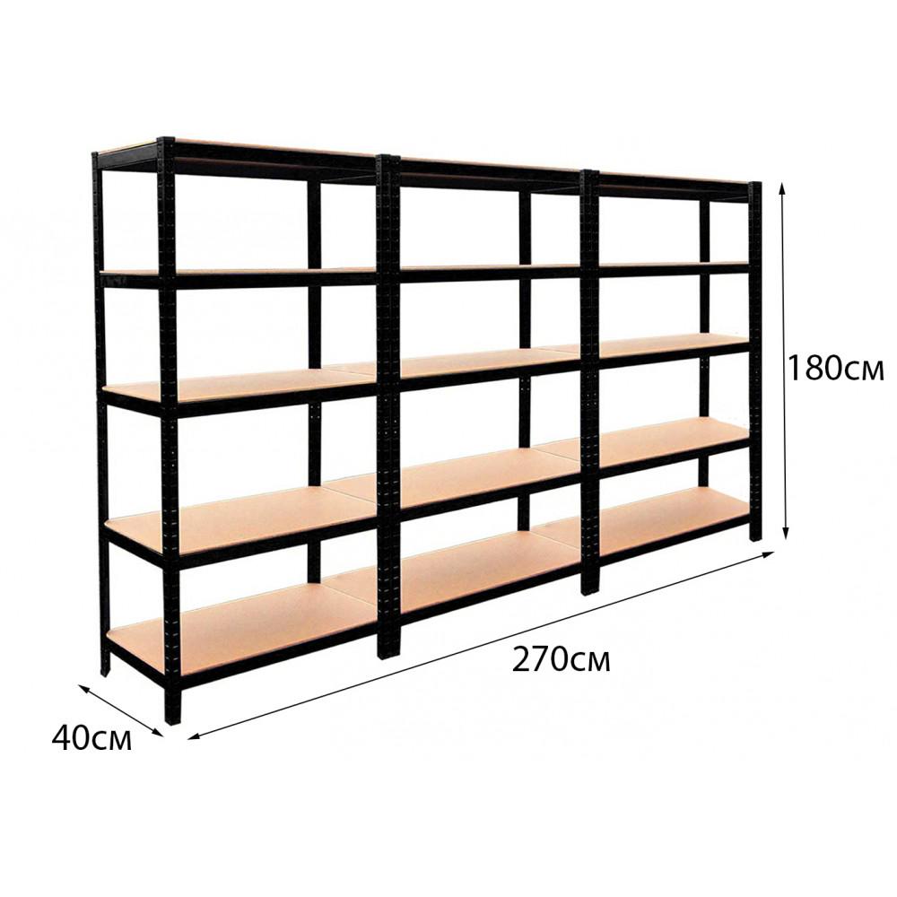 Стелаж металевий 3 секції 15 полиць Siker Чорний (40810127) - фото 10