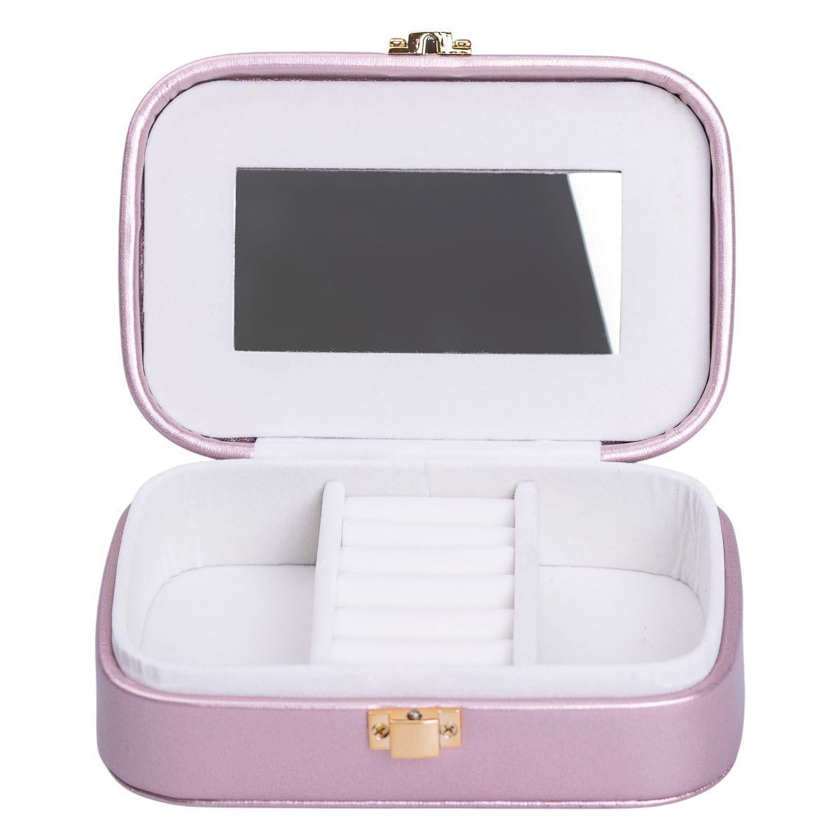 Ящик для украшений из экокожи с зеркалом 15х10х5 см (HP-5-33P)