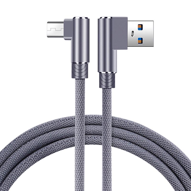 Кабель Micro USB Suntaiho з кутовими роз'ємами для зарядки 2 м Сірий - фото 1