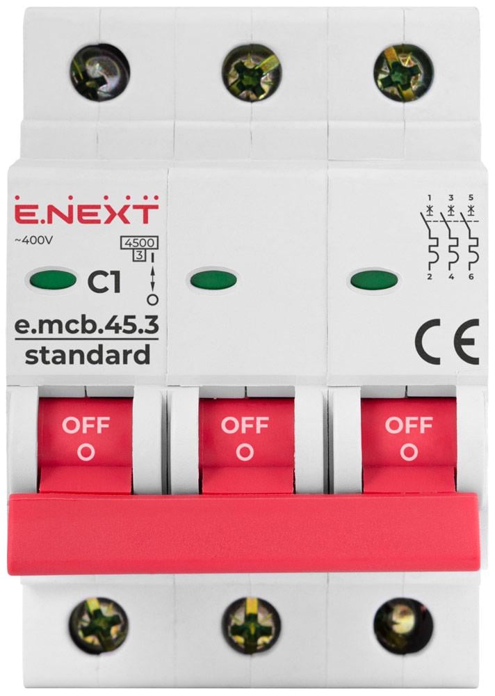 Автоматический выключатель E.NEXT e.mcb.stand.45.3.C1 3р 1А 4,5кА C (s002024) - фото 2