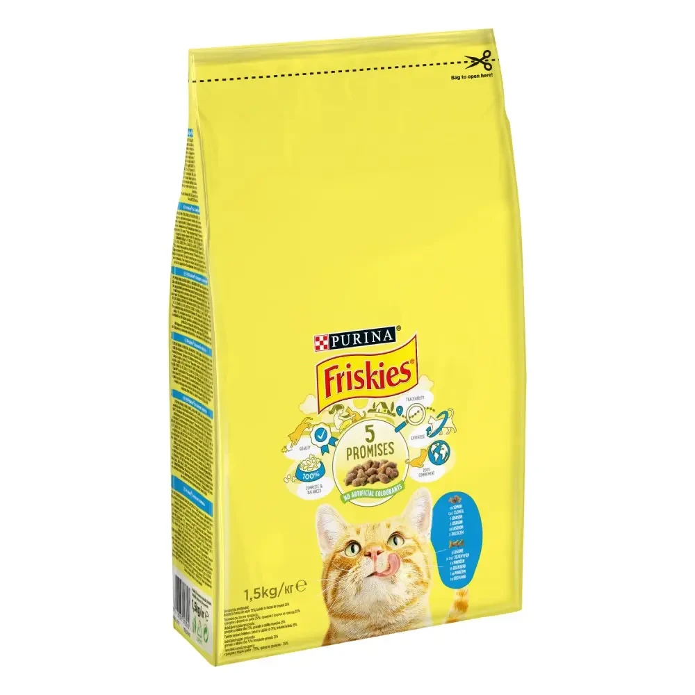 Сухий корм для котів Friskies лосось та овочі 1,5 кг (7613033923562) - фото 2 Сухий корм для котів Friskies лосось та овочі 1,5 кг (7613033923562) - фото 2