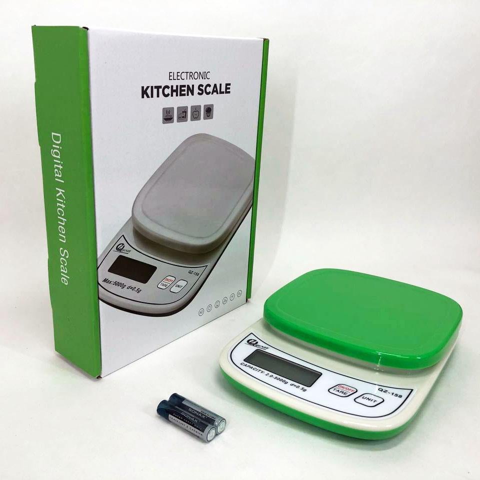 Ваги кухонні QZ-158A з чашею 10 кг 1 г Green (13354605)