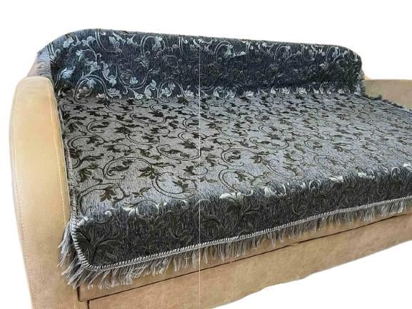 Комплект Дивандек Узор полуторный из гобелена покрывало на кровать 150х200 см/накидки 70х150 см 2 шт. Графит (П4К-gobelen-new-006-05)