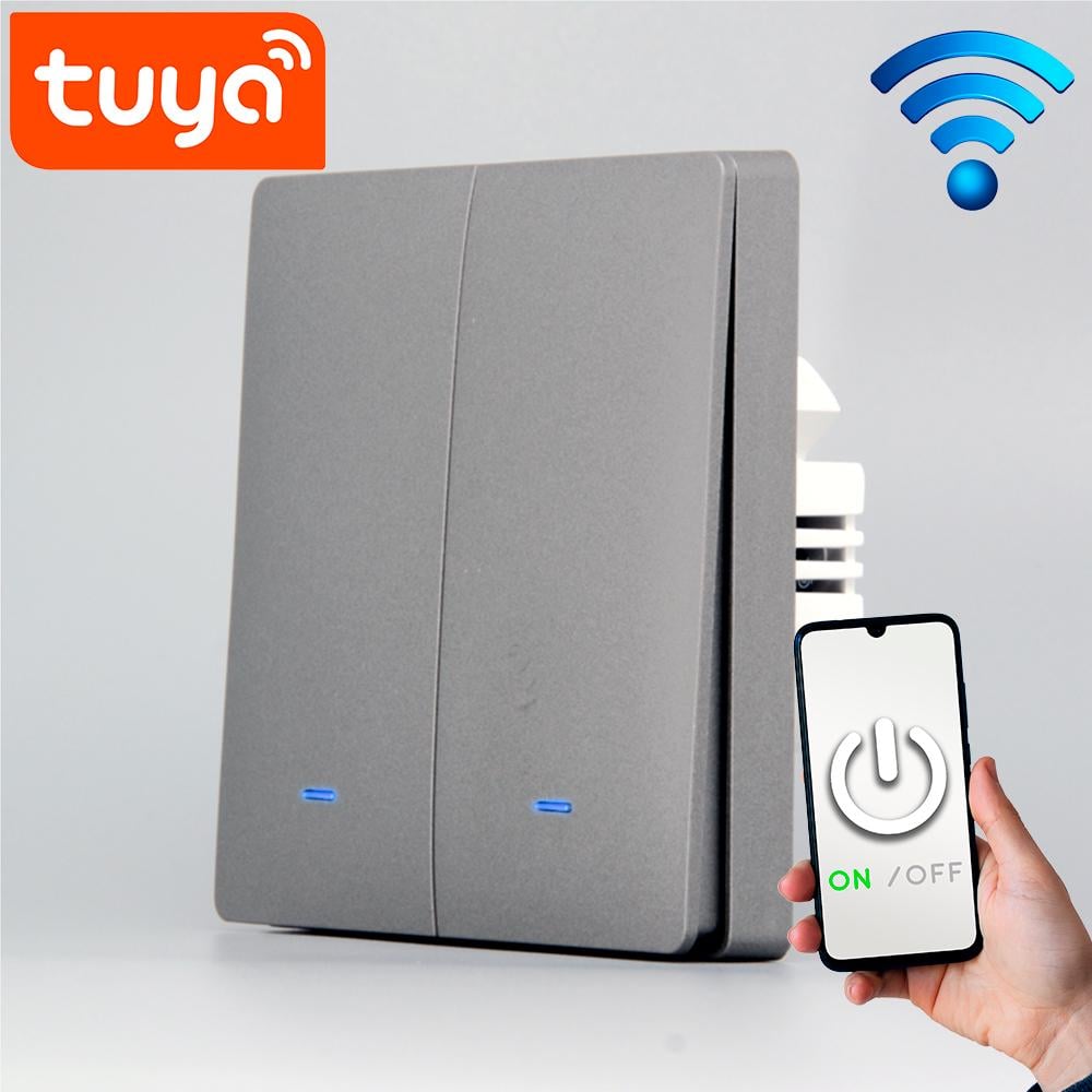 Выключатель Tuya Zigbee 2 клавиши Серый - фото 10