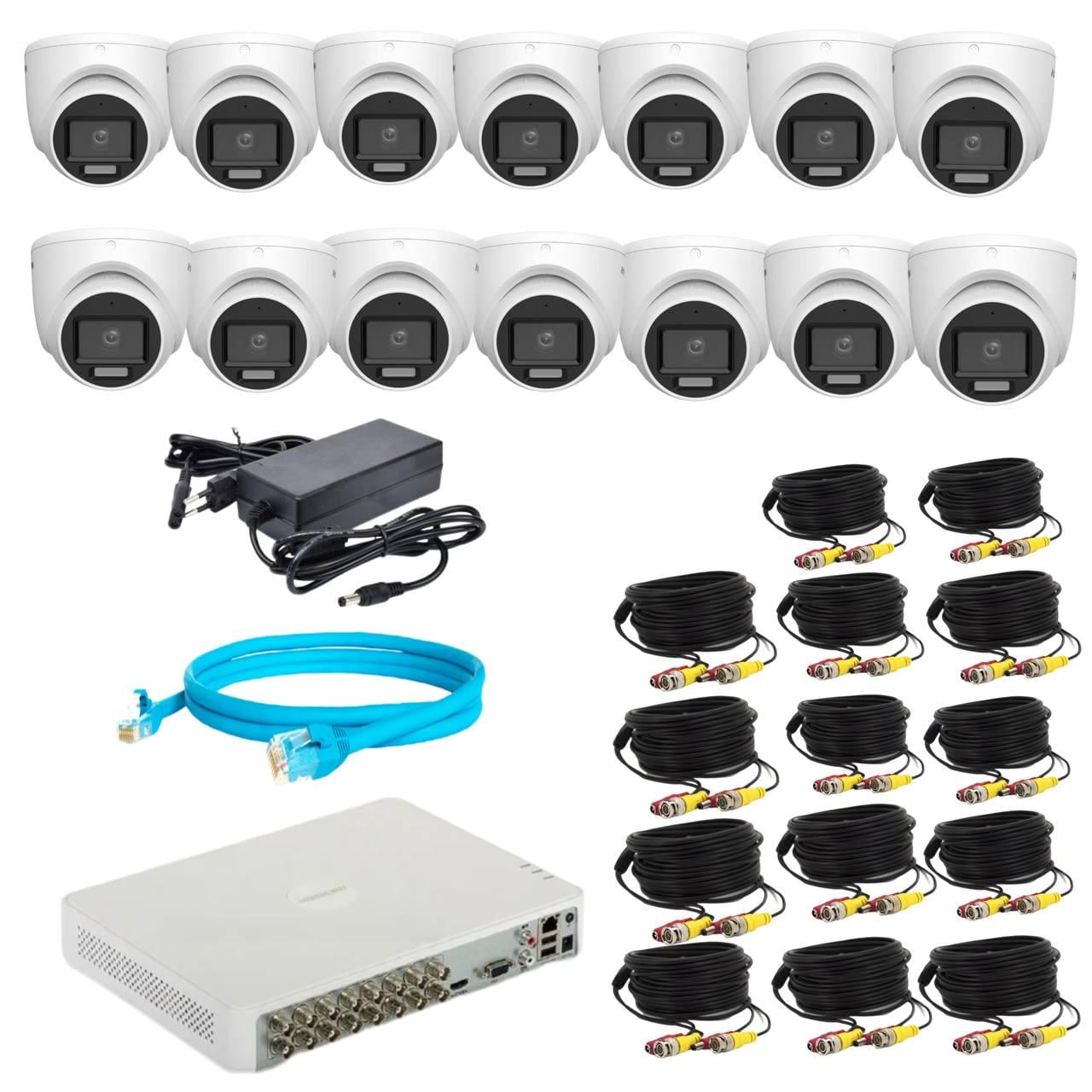 Комплект відеонагляду Hikvision 2Mp-THD-Hybrid-Acusense-DS-2CE76D0T-LMFS на 14 камер (24190902)