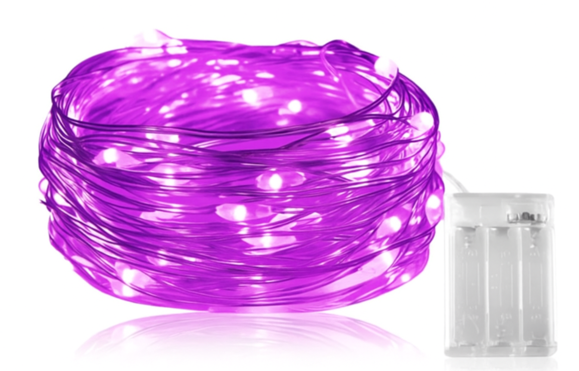Гирлянда новогодняя капля питания от батареек 30 LED фиолетовый свет 3 м
