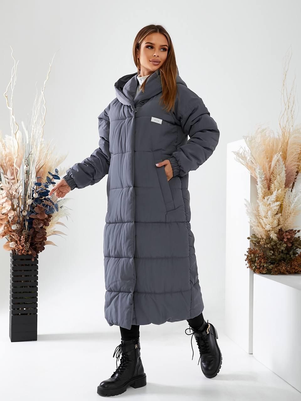 Куртка-пальто зимнее длинное Аiza А520 г. 42-44 Хаки (А520_хакі 42-44) - фото 13