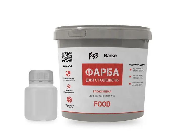 Краска для столешниц Barko Food А+Б+С 1 кг Светло-серый (68) Краска для столешниц Barko Food А+Б+С 1 кг Светло-серый (68)
