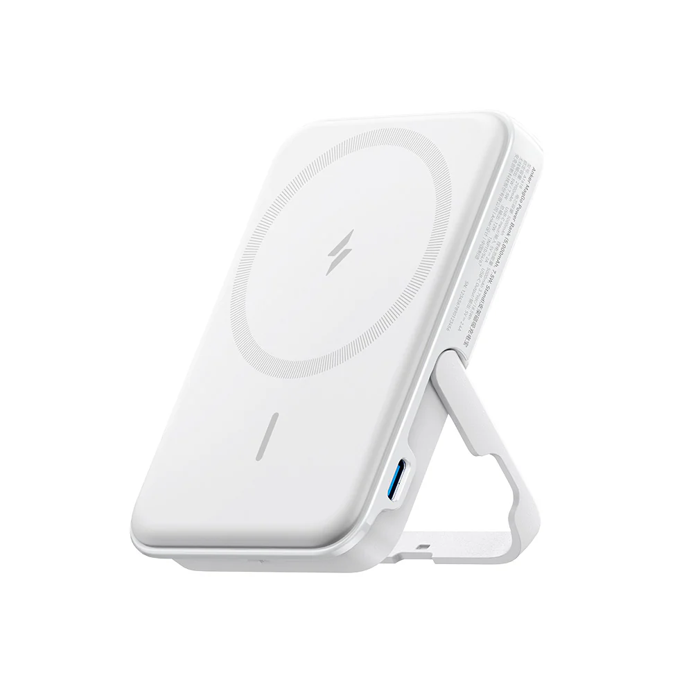 Повербанк магнитный беспроводной Anker MagGo A1618 5000 mAh 12W с подставкой White