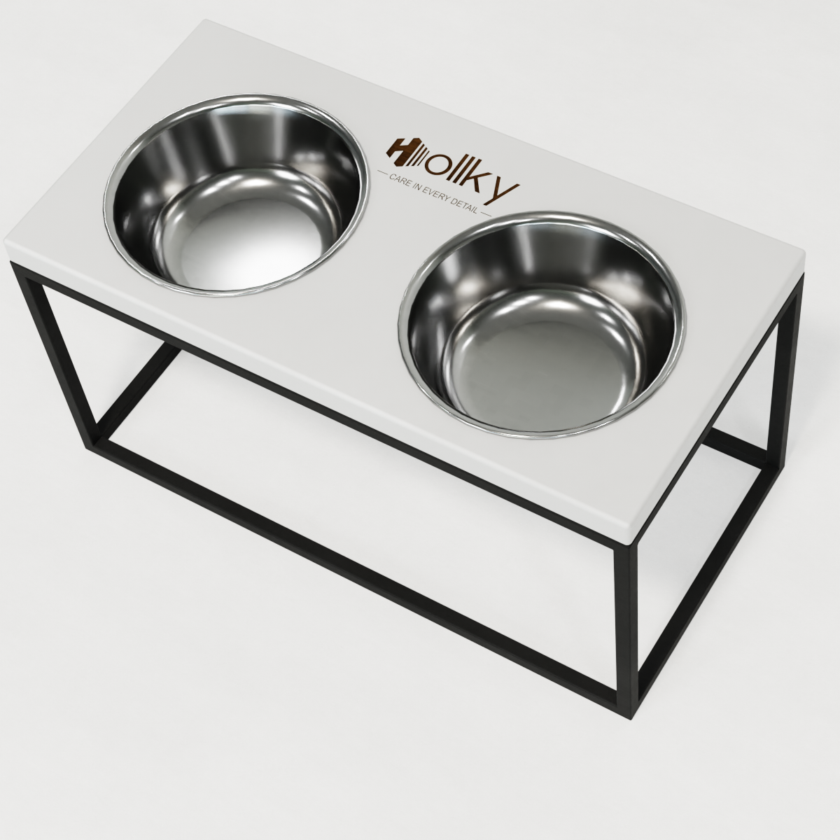 Миски на подставке для средних и больших собак Hollky Base L 2х0,95 л (BL-422120-BLWH) - фото 7