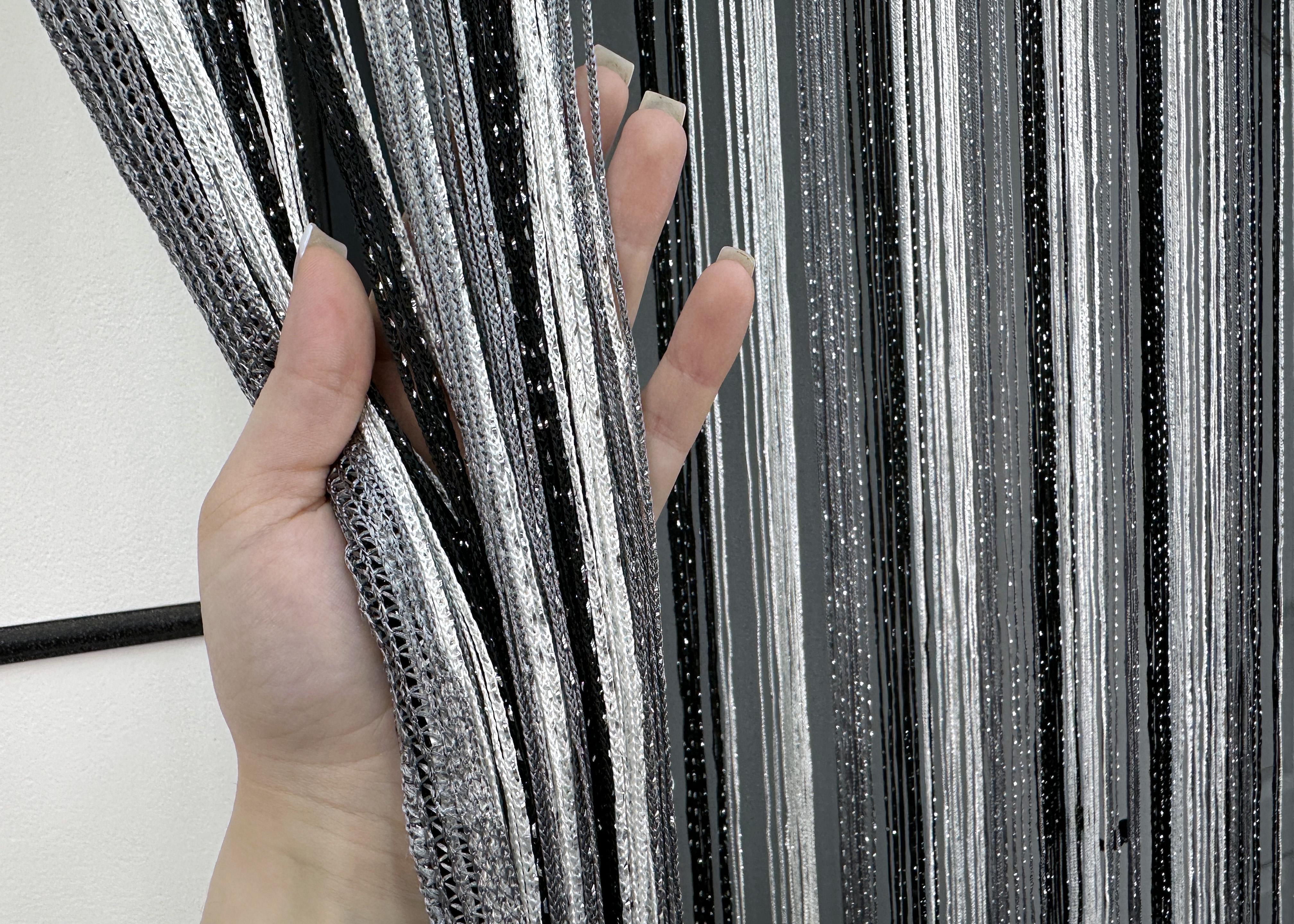 Шторы-нити с люрексом 300х300 см Графитовый/Черный/Белый (61-102) - фото 5