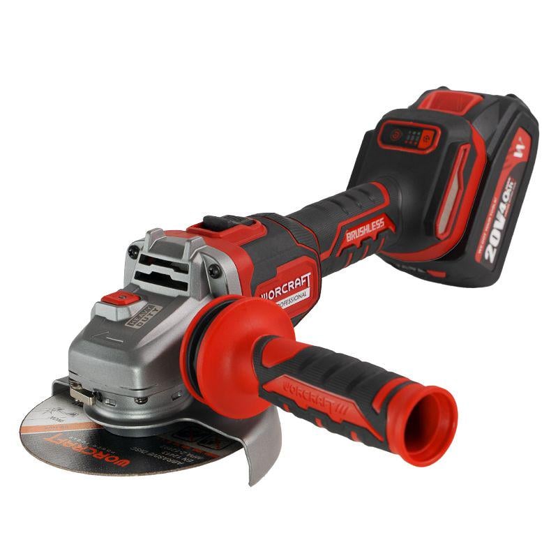 Болгарка кутова акумуляторна безщіткова Worcraft CAG-S20LiBM-125 з акумулятором 4А та зарядним (43290)