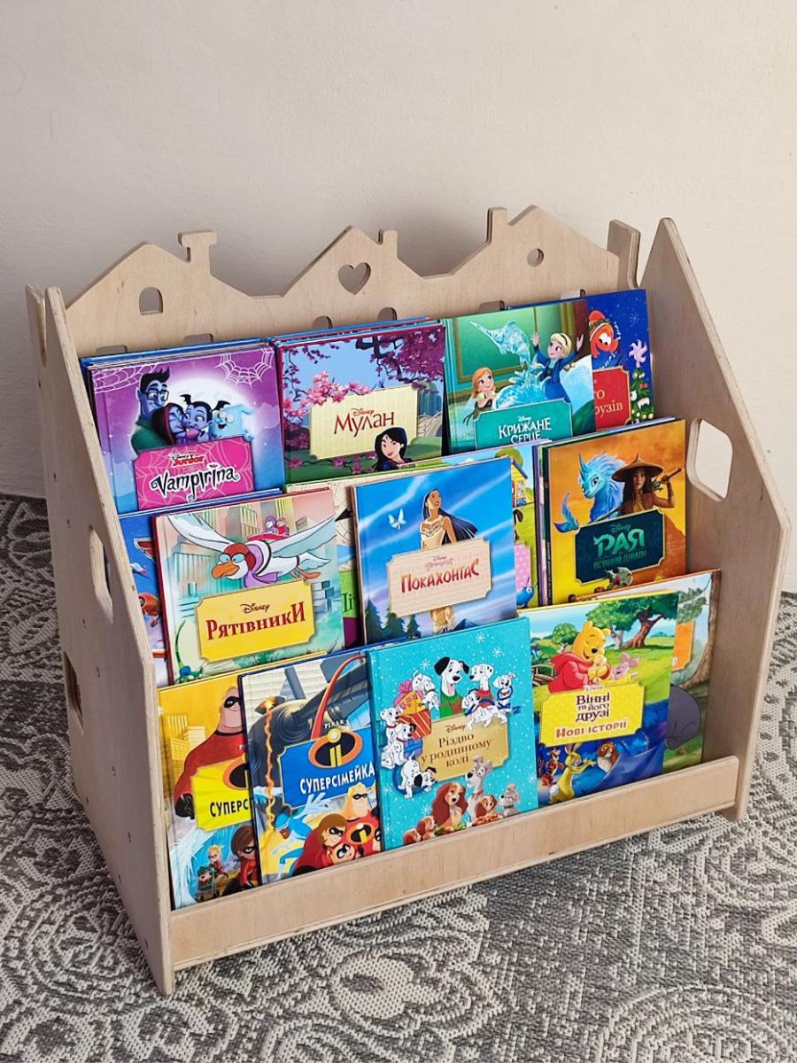 Полка книжная Монтессори для детской 59х61х39 см Натуральное дерево (00002)