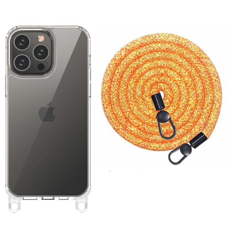 Противоударный Чехол TPU Transparent with Straps для Apple iPhone 14 Pro Max (6.7") Orange/White